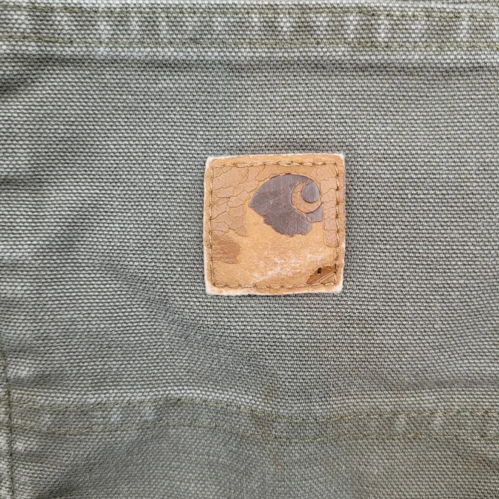 Carhartt Flannel Lined Carpenter Pants Mens 30x32 Moss Green B111 MOS Workwear
